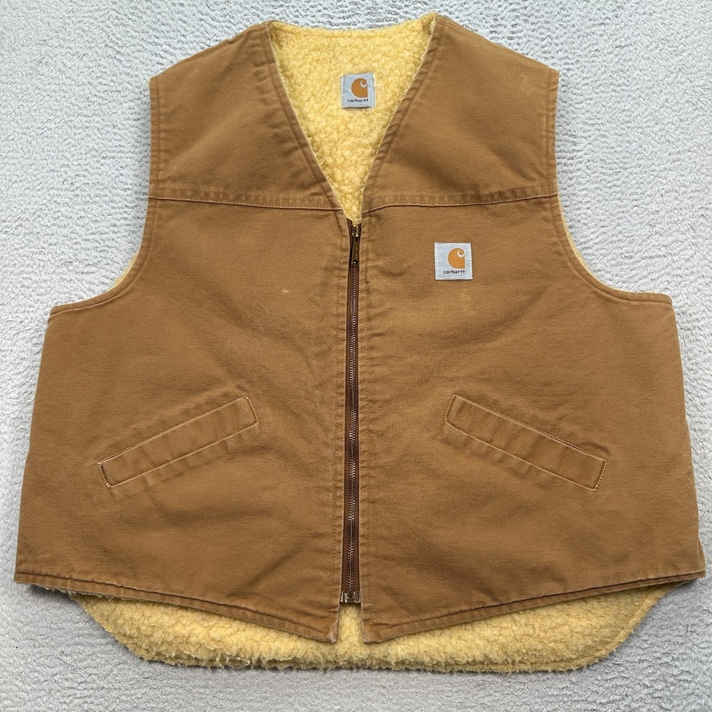 Vintage‎ Carhartt Sherpa Lined Vest Estimated size 2XL Duck Canvas